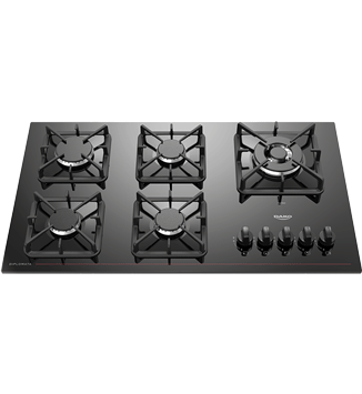 Cooktop a Gás 5 Bocas Preto com Mesa de Vidro e Tripla Chama Dako Diplomata Bivolt
