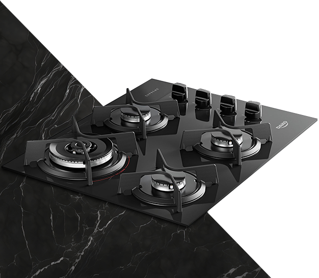 Cooktop 4 Bocas Preto com Mesa de Vidro e Tripla Chama Dako Supreme Bivolt