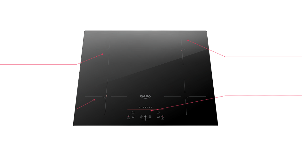 Cooktop de Indução 4 Bocas Preto com Trava de Segurança Dako Supreme 220V
