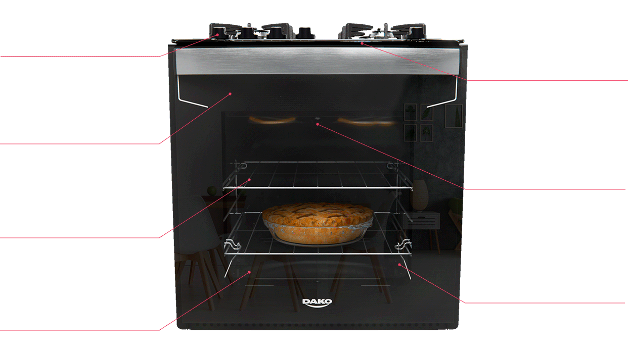 Fogão de Embutir 4 Bocas Preto com Mesa de Vidro e Timer Digital Dako Diplomata Grill Bivolt