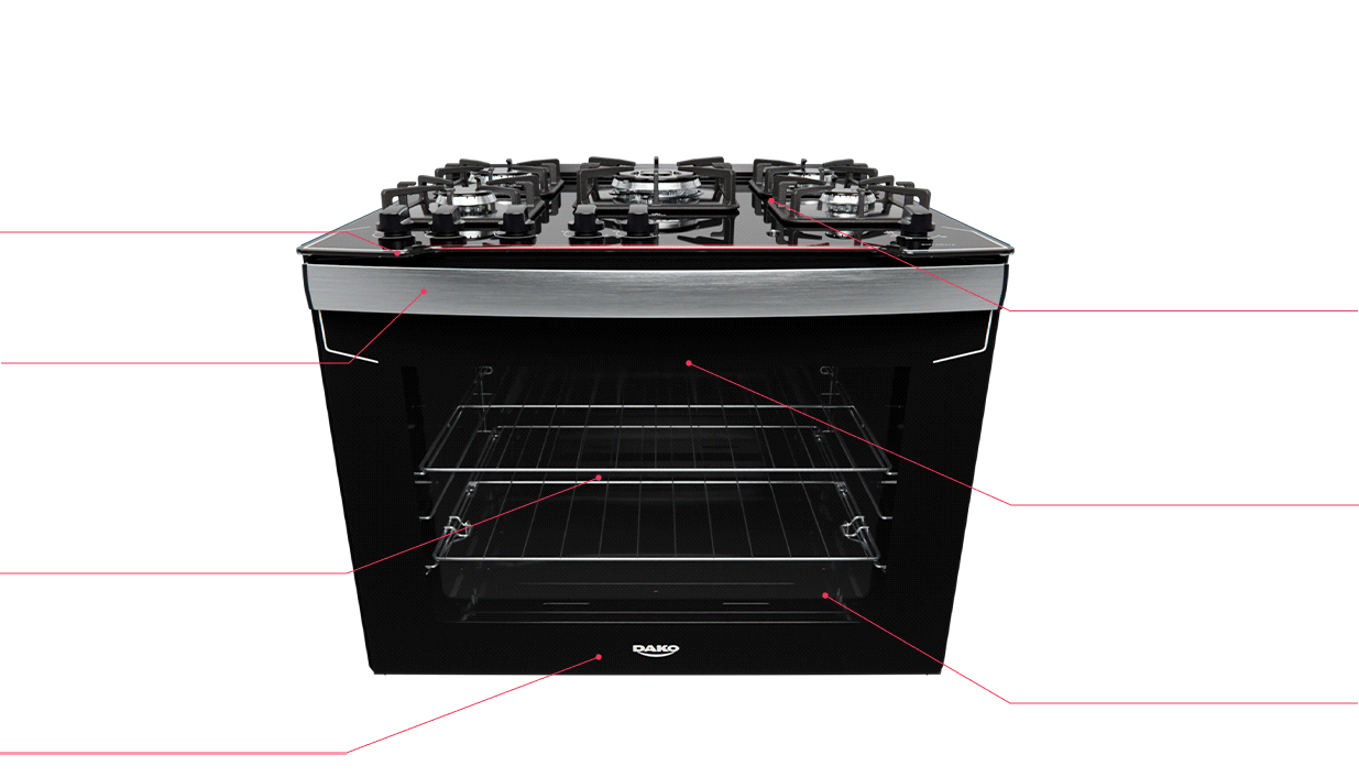 Fogão de Embutir 5 Bocas Preto com Mesa de Vidro Dako Diplomata Bivolt
