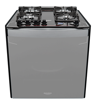 Fogão de Embutir 4 Bocas Preto com Frente Espelhada e Timer Digital Dako Diplomata Grill Style Bivolt