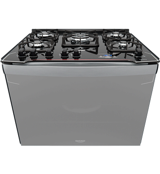 Fogão de Embutir 5 Bocas Preto com Frente Espelhada e Timer Digital Dako Diplomata Grill Style Bivolt