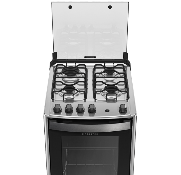 Fogão 4 Bocas Preto com Mesa Inox Dako Magister Bivolt