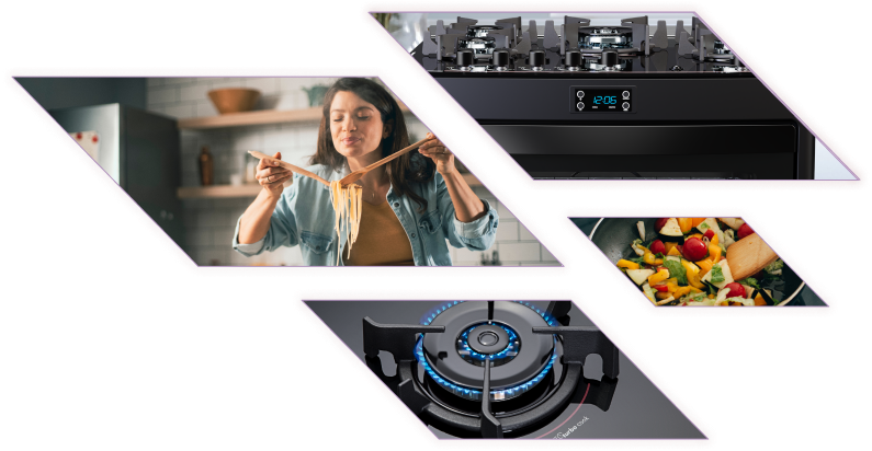 Fogão 5 Bocas Preto com Mesa de Vidro e Timer Digital Dako Supreme Black Glass Bivolt
