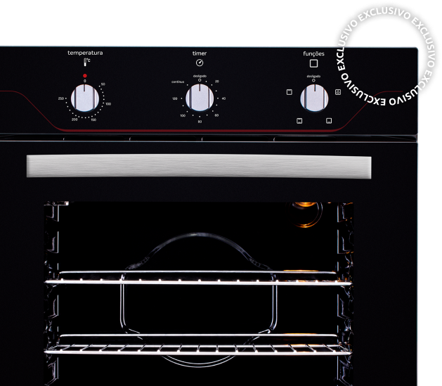 Forno de Embutir Elétrico Preto 60 Litros com Grill e Timer Dako Diplomata 220V